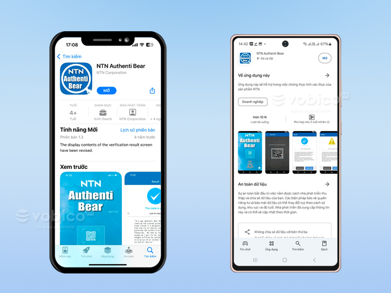 Ứng dụng kiểm tra Bạc đạn NTN chính hãng trên IOS và Android